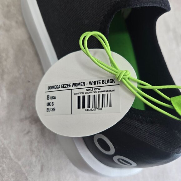 OOFOS OOmega eeZee Shoes Womens 8 Black White Recovery Comfort Platform Slip On - Picture 9 of 12